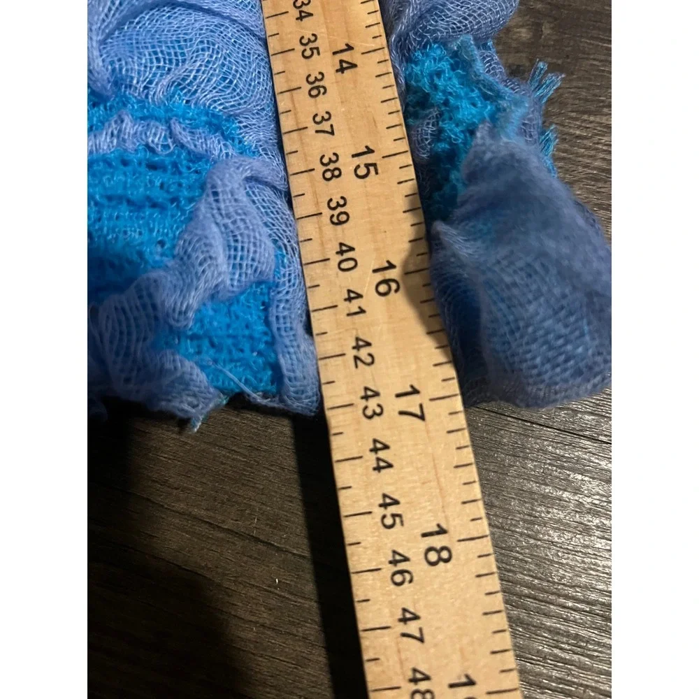Suantraí of Ireland Women Scarf Ruffle Gauze Mesh Blue OS
